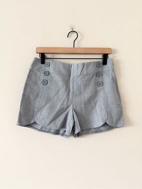 LOFT Cotton High-Rise Light Gray Button-Accent Women's Shorts Size 4